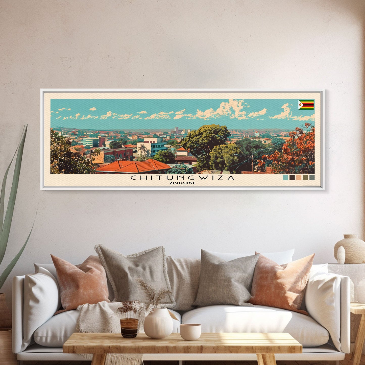 Chitungwiza, Zimbabwe Panoramic Canvas Print, Chitungwiza, Zimbabwe Painting, Zimbabwe Art, Chitungwiza Travel Poster, Travel Art, Vacation Gift