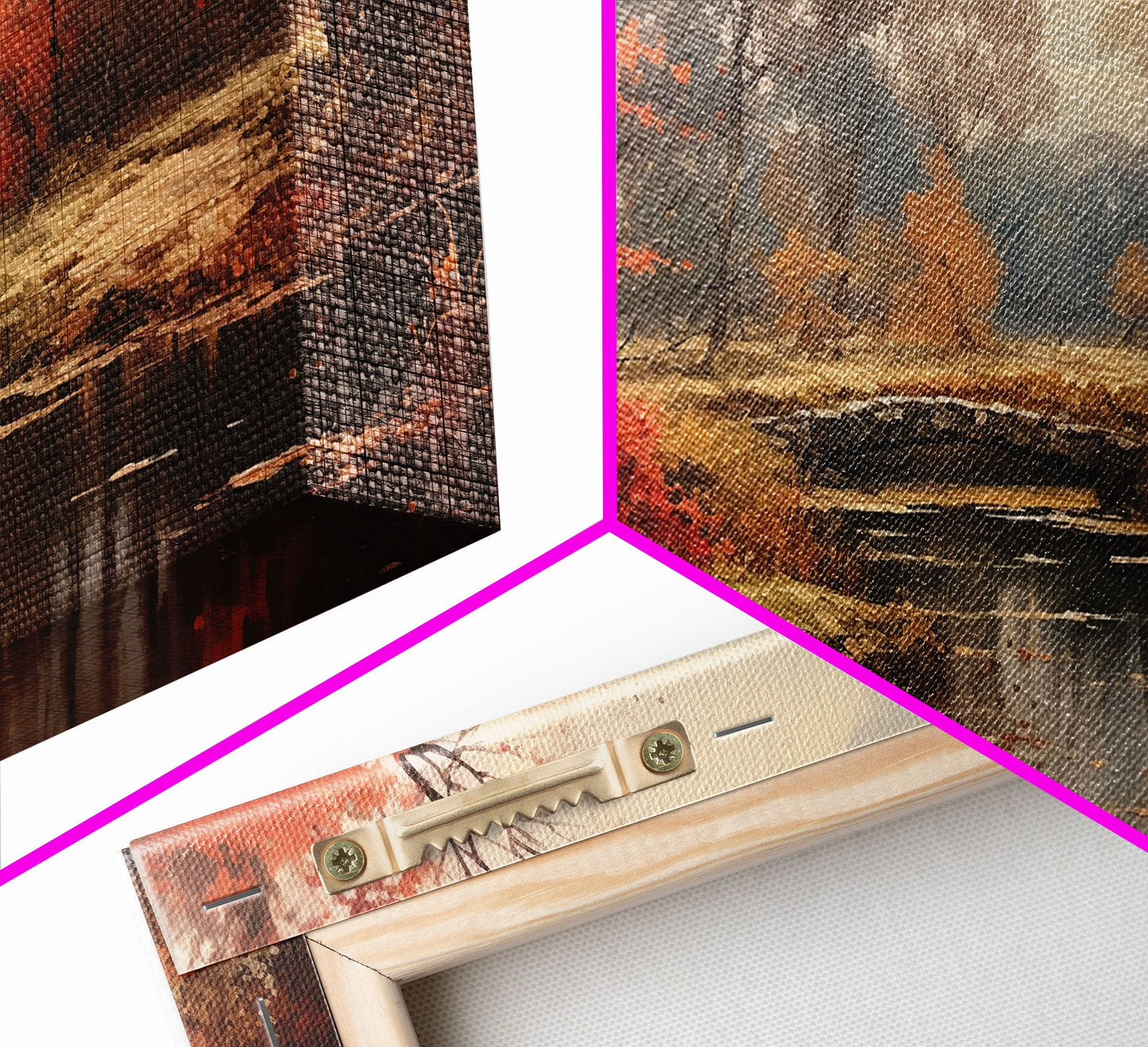 Fall Decor Framed Canvas Print | Trees With Falling Leaves | Fall Wedding Decor | Fall Home Decor | Fall Wall Decor | Rustic Fall Decor