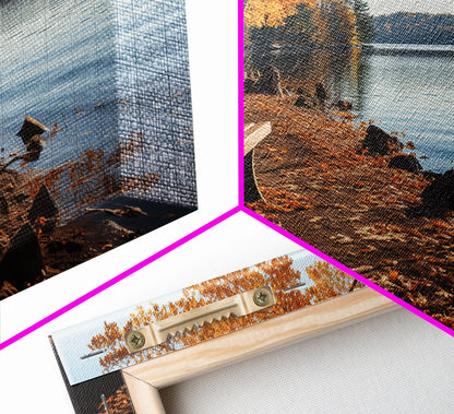 Pacific Northwest Photography Print, Beautiful Lakeside Park In The Fall, Framed Canvas Print, Photography Decor, Fall Decor