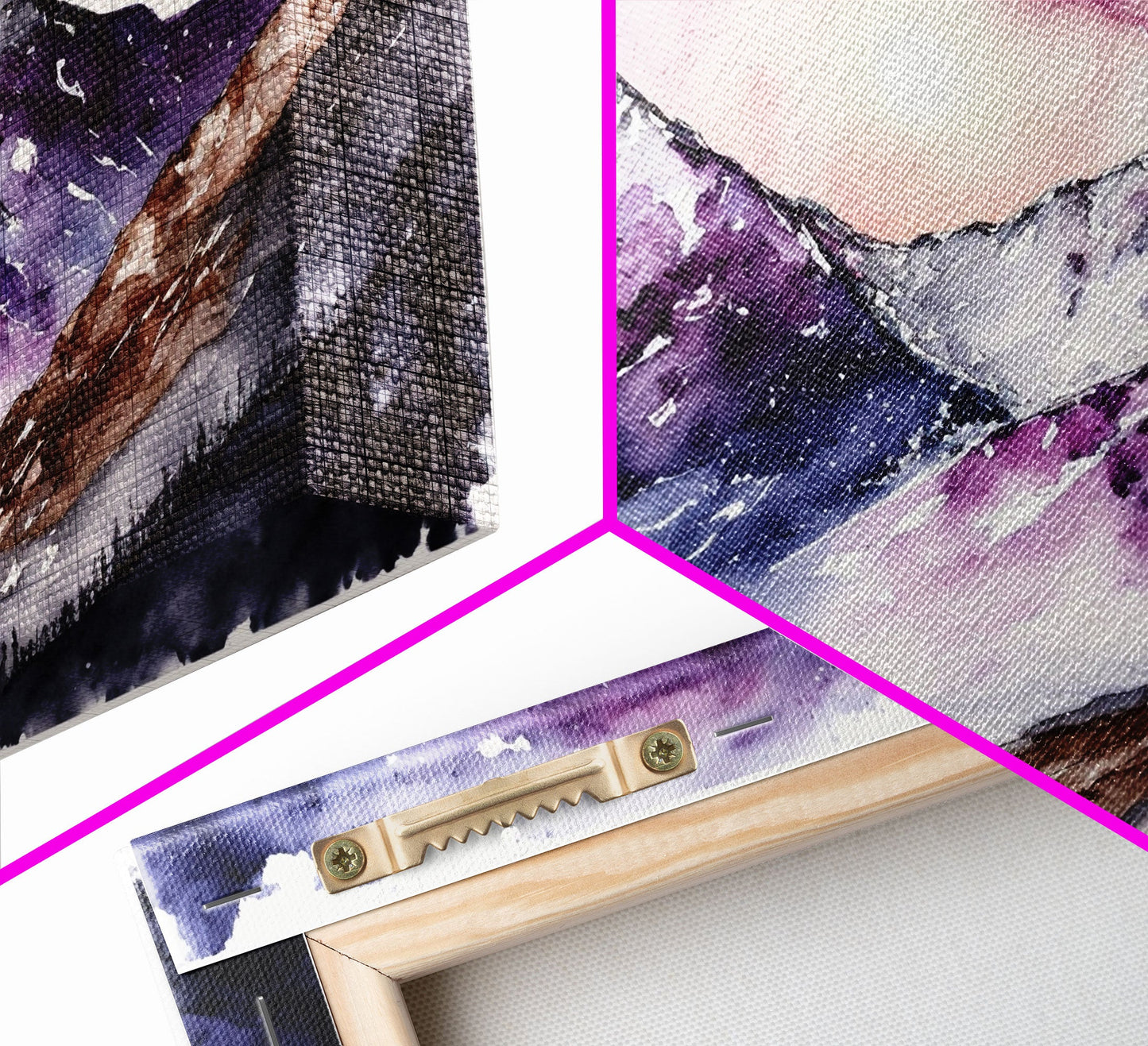 Framed Canvas Print of Majestic Mountain Landscape | Vibrant Hues | Watercolor Painting | Ready-to-Hang | Home Decor