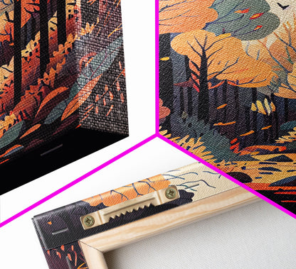 Autumn in the forest, a beautiful fall scene, framed canvas print