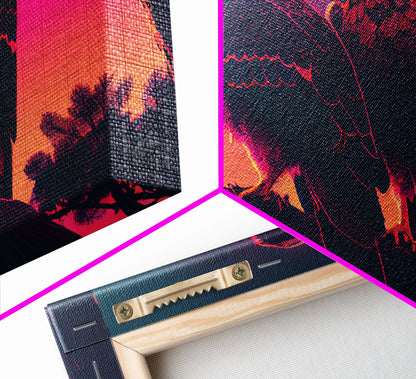 Hawks on a branch, birds of prey, framed canvas print