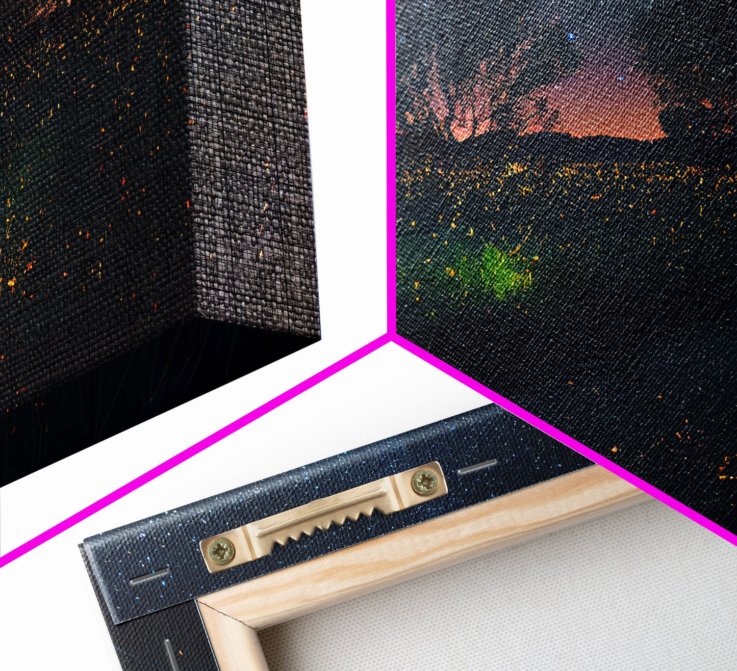 Fireflies light up the Oklahoma Prairie under a Starry night sky, framed canvas print