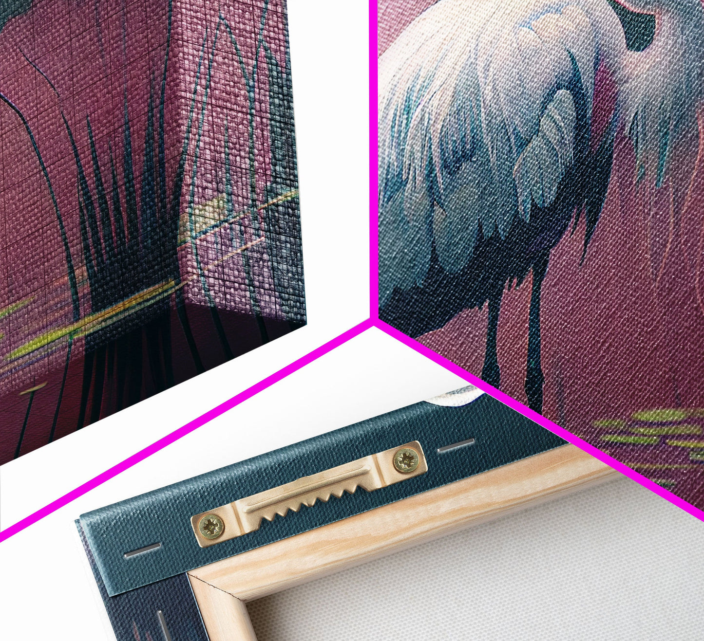 Beautiful stork watercolor, framed canvas print