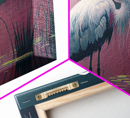 Beautiful stork watercolor, framed canvas print