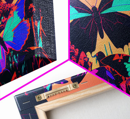 Beautiful butterfly art, vaporwave aesthetic pastel art, framed canvas print