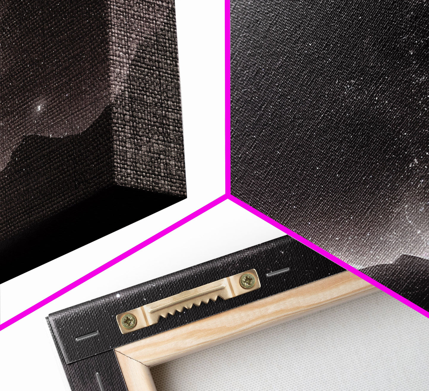 Black and white Watercolor of a starry night sky over a pine forest, framed canvas print