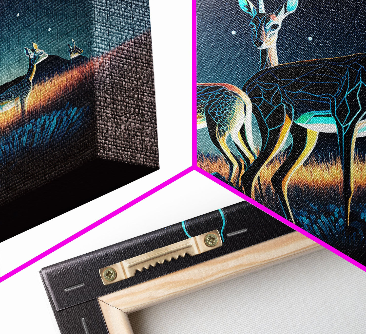 Plains of Africa, Wireframe Impala Deer, Animal Prints, Framed Canvas print, framed wall art