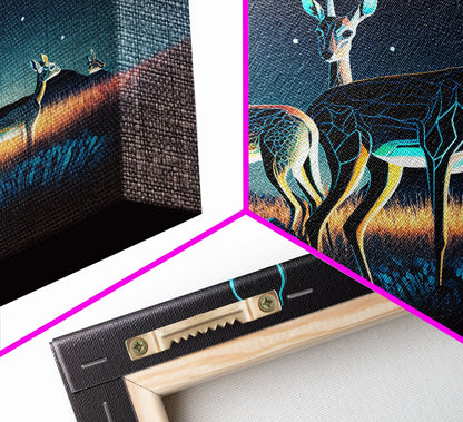 Plains of Africa, Wireframe Impala Deer, Animal Prints, Framed Canvas print, framed wall art