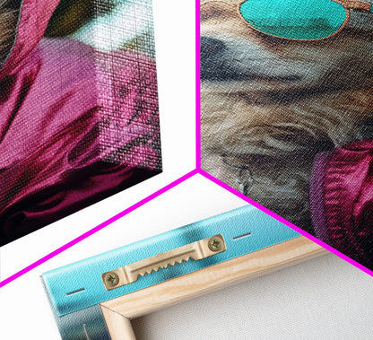 Pomeranian Wall Print, Dog Wall Art, Dog With Shades, Pink Shirt, Funny Wall Art, Framed Wall Art, Framed Canvas, Wall Print, Wall Canvas