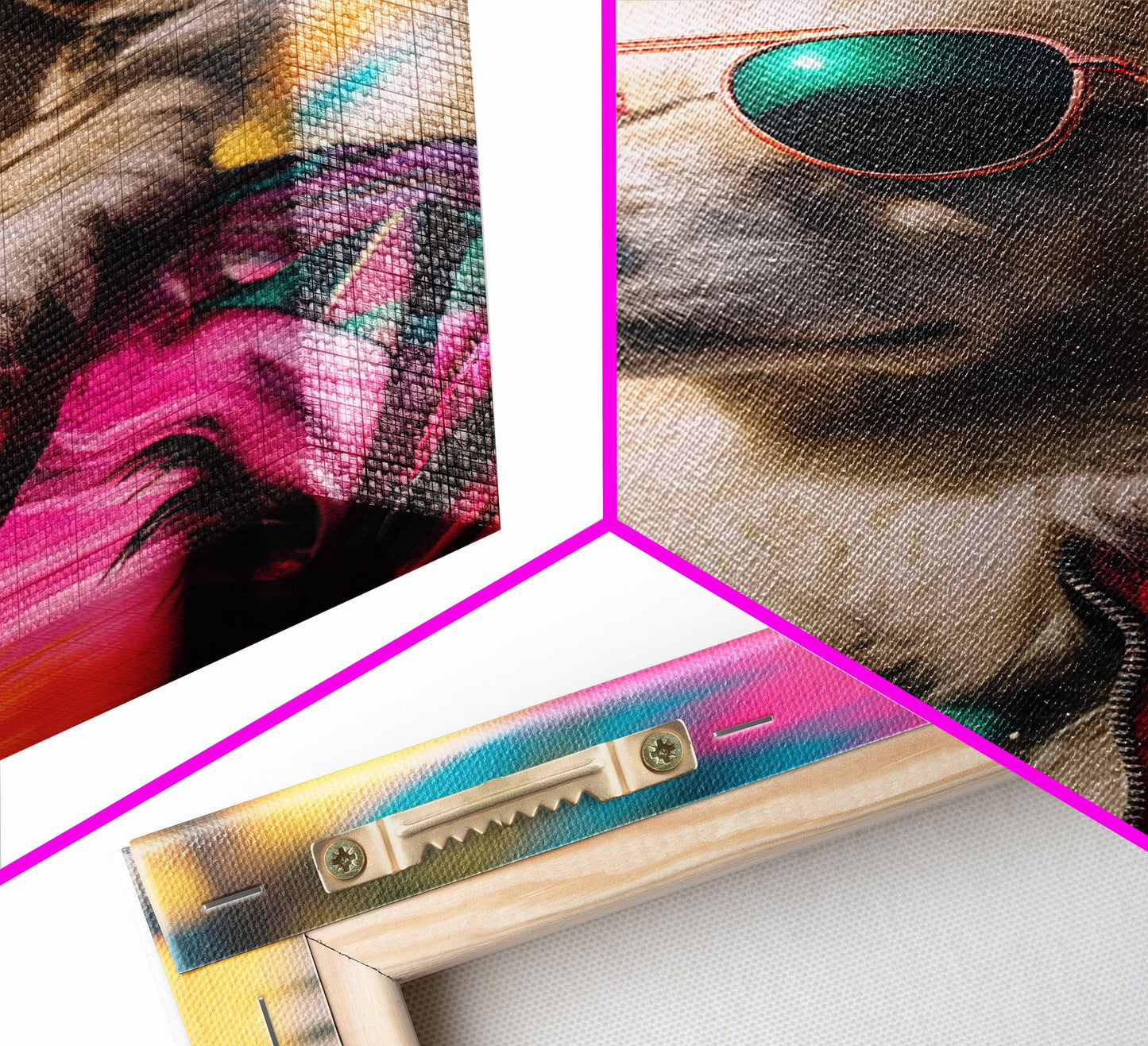 Dog With Shades, Pomeranian Wall Print, Dog Wall Art, Pink Shirt, Funny Wall Art, Framed Wall Art, Framed Canvas, Wall Print, Wall Canvas