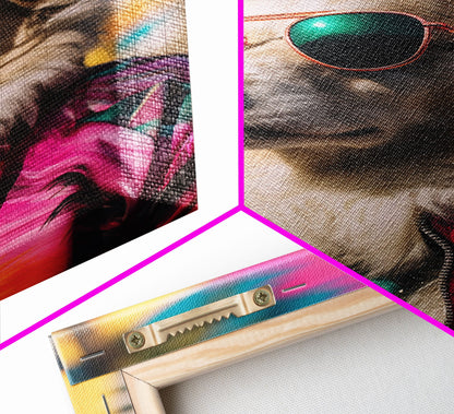 Dog With Shades, Pomeranian Wall Print, Dog Wall Art, Pink Shirt, Funny Wall Art, Framed Wall Art, Framed Canvas, Wall Print, Wall Canvas