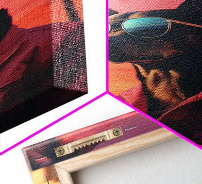 Chihuahua Wall Print, Dog Wall Art, Dog Sunglasses, Dog In Pink Jacket, Funny Art, Framed Wall Art, Framed Canvas, Wall Print, Wall Canvas