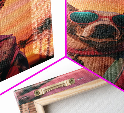 Chihuahua Wall Print, Dog Print, Dog Sunglasses, Dog In Pink Tracksuit, Funny Art, Framed Wall Art, Framed Canvas, Wall Print, Wall Canvas