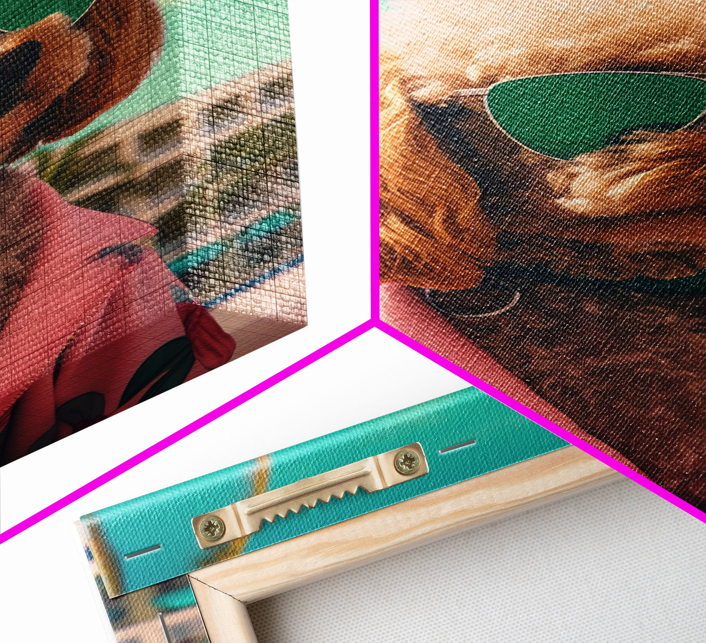 Poodle In Sunglasses Pink Shirt Wall Print, Dog Portrait, Dog Art Print, Dog Print, Framed Wall Art, Framed Canvas, Wall Print, Wall Canvas