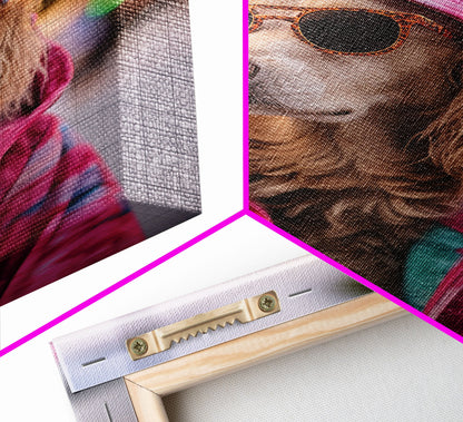 Cocker Spaniel In Sunglasses Pink Shirt Wall Print, Dog Portrait, Dog Art Print, Framed Wall Art, Framed Canvas, Wall Print, Wall Canvas