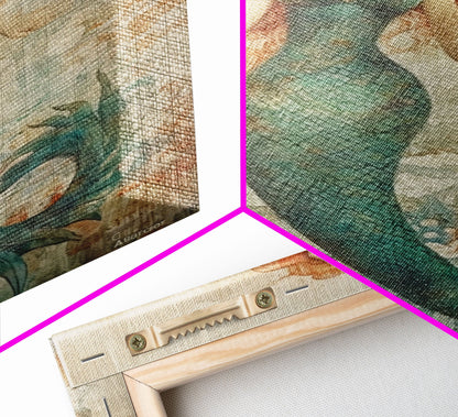 Coastal Mermaid Canvas Print Or Poster, Framed