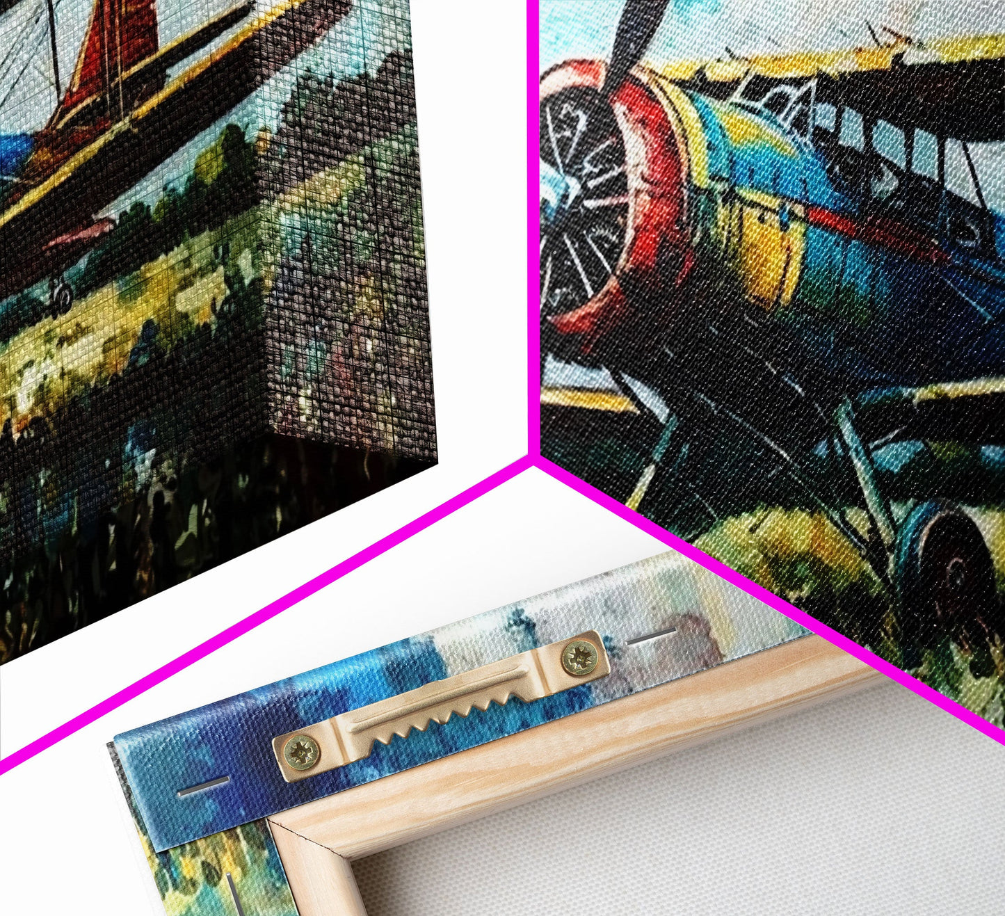 Aeroplane Art, Antique Airplane Painting Canvas Print, Framed Canvas Art, Above Sofa Art, Gift for RC Plane Pilot, Retro Plane Art