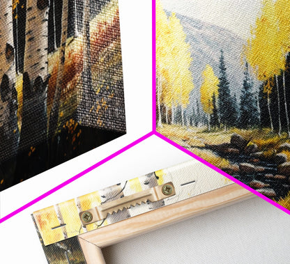 Birch Tree Wall Art, Nursery Forest, Framed Forest Canvas Print, Birch Trees, Watercolor, Landscape Forest Art