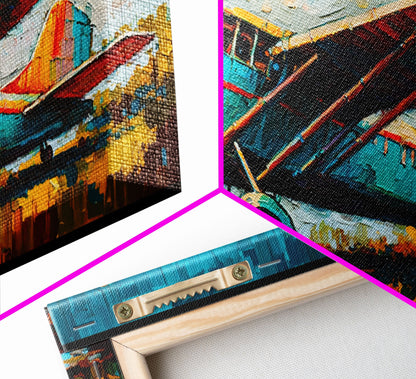 Aeroplane Art, Antique Airplane Painting Canvas Print, Framed Canvas Art, Above Sofa Art, Gift for RC Plane Pilot