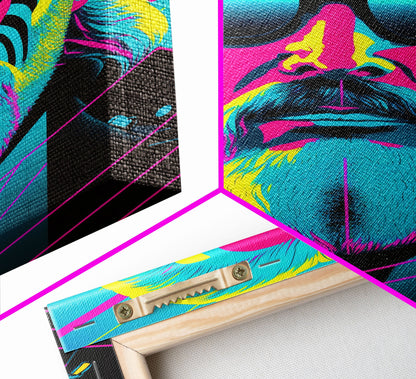 Businessman Odin Pop Art Movie Poster Art, Norse Mythology, Wall Art, Framed Canvas Print, Futuristic Portrait of Odin, WPAP Style