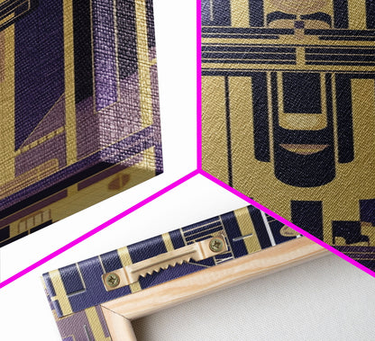 Art Deco Pattern Wall art - Framed Canvas Print - Art Deco - Gold & blue art - Abstract art - Patterns art - Abstract art - Guest room decor