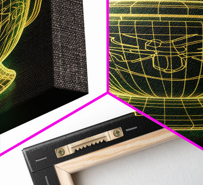 3D Trophy Wall Decor, Yellow Art Print, Glowing Art, Minimalist Print, Wall Decor, Canvas Print, Wall Art, Framed Canvas