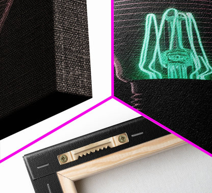 3D Light Bulb Wall Art, Neon Lights Art, Teal, Pink, Minimalist Print, Wall Decor, Canvas Print, Wall Art, Framed Canvas