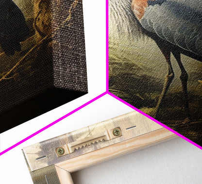 Bird Wall Art, Heron Art Print, Heron In Pond, Nature Wall Decor, Modern Print, Wall Decor, Canvas Print, Wall Art, Framed Canvas