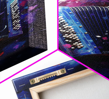 Cosmic Accordion, Instrument Print, Framed Canvas Print Or Poster, Gift For Musician