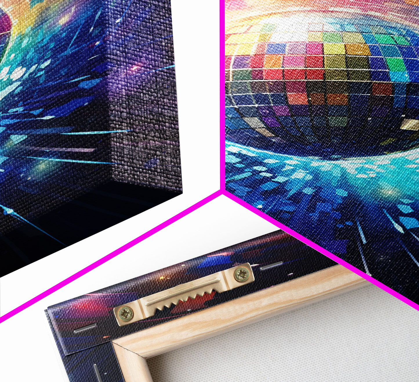 Galaxy Disco Ball, Framed Canvas Print, Music Studio Decor, Graduation Gift