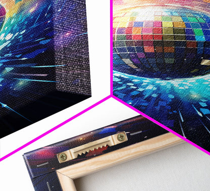 Galaxy Disco Ball, Framed Canvas Print, Music Studio Decor, Graduation Gift