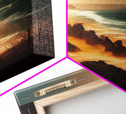 Cliffs of Scotland wall art, watercolor, canvas print, landscape wall art