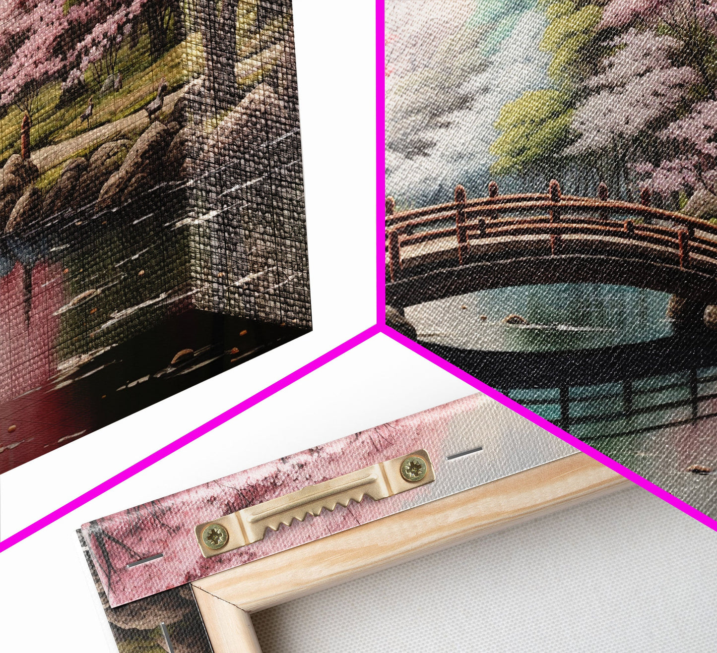 Cherry Blossoms, Japanese Wall Art, River Wall Art, Panoramic Art, Wall Art, Canvas Art, Landscape Art, Living Room Art, Tiny House Décor