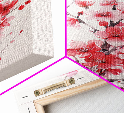 Cherry Blossom, Pink Flowers, Floral Wall Art, Nature Art, Canvas Print, Wall Art, Vertical Art, Housewarming Gift, Country Home Wall Art
