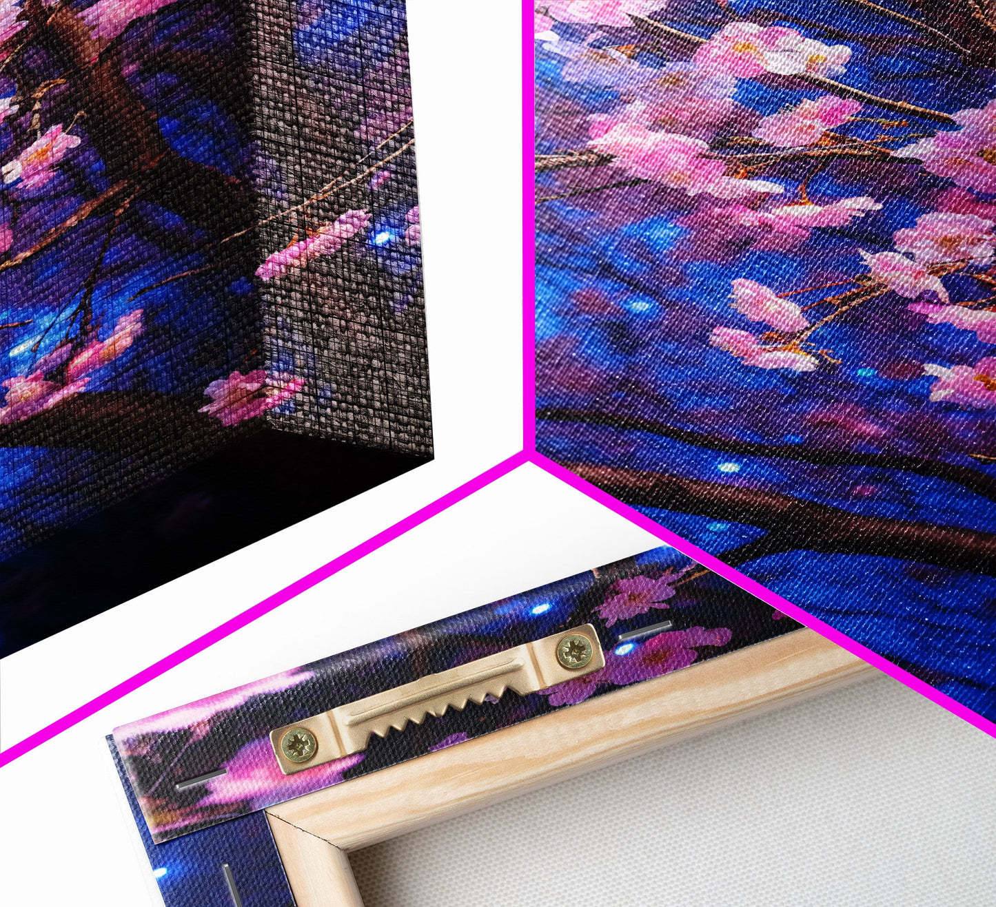 Cherry Blossom Art, Pink Flowers, Japanese Art, Sakura, Canvas Print, Wall Art, Vertical Art, Gift For Boss, Preppy Room Decor, Office Print