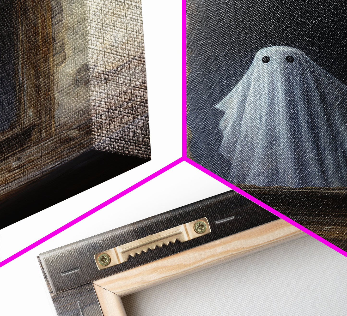 The Ghost In The Mirror, Framed Canvas or Canvas Print, Gothic Victorian Halloween Painting, Cool Halloween Decor, Dark Academia