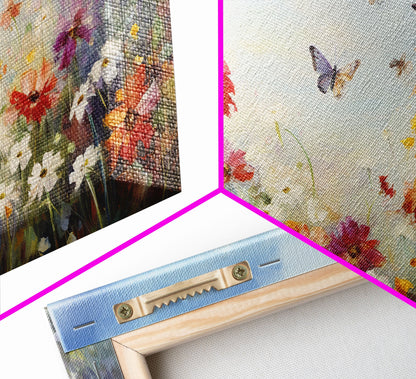 Butterly Wall Print, Wildflower Wall Art, Wildflower Meadow, Canvas Print, Set Of 3 Prints, Wall Art, 3 Piece Wall Art, Botanical Art