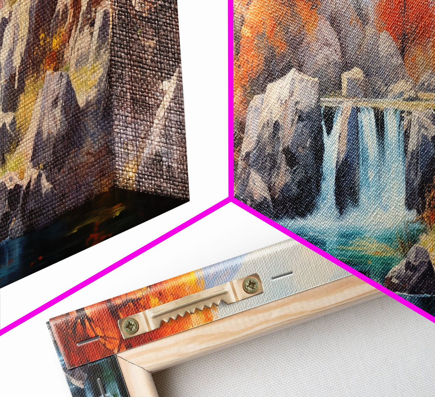 Beautiful Fall Centerpiece Wall Art, Framed Canvas Print, Autumn Landscape Watercolor Painting, Minimalist Boho Style Wall Art, Minimalist