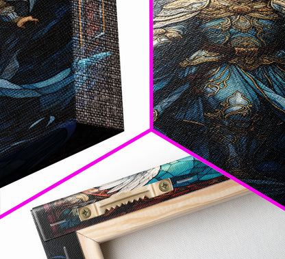 Angel, Angel Warrior, Fantasy Art, Canvas Print, Wall Hanging, Portrait Art, Stained Glass Art, Christian Wall Decor, Country Wall Art