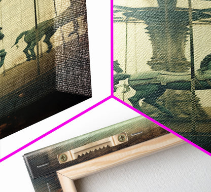 Carnival Art, Circus Print, Carousel Art Print, Canvas Print, Wall Hanging, Portrait Art, Spooky Room Decor, Entryway Prints, Home Wall Art