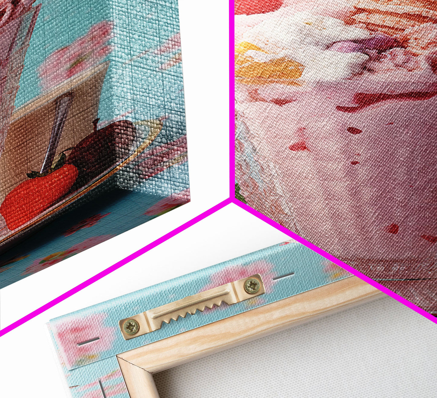 A Strawberry Sunday, Ice Cream Art, Framed Canvas Print, Ice Cream Parlor Decor, Icecream Shop Wall Art, MCM Style Decor, Kitchen decor