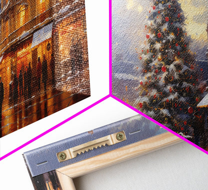 Christmas Tree In The Town Square - Winter Wonderland Canvas Print - Christmas Village - Christmas Decor - Winter Centerpiece