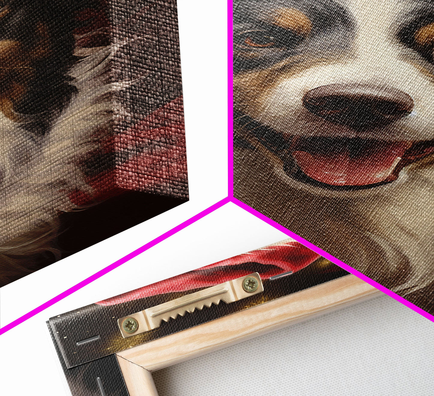 Cute Border Collie In A Santa Hat, Framed Canvas Print, Christmas Decor, Holiday Decor, Seasonal Wall Decor, Farmhouse Christmas