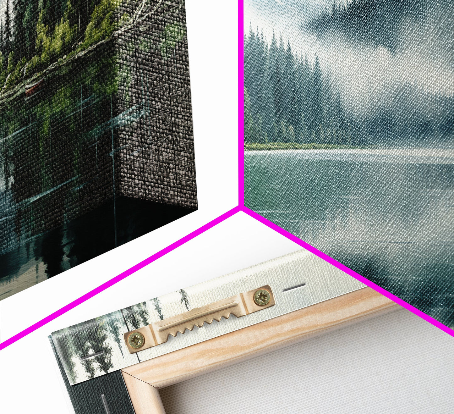 Ready To Hang Panoramic Foggy Pine Forest Canvas Wall Art, Nature Wall Art, Misty Green Forest Print, Modern Home Decor, Ready To Hang Art