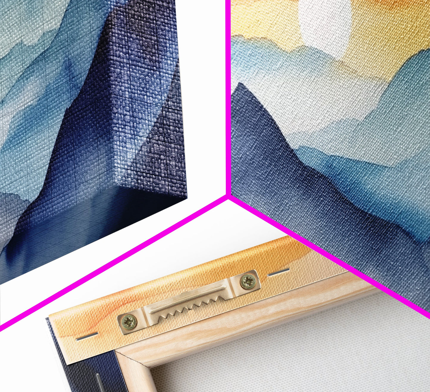 Midcentury Modern Watercolor Painting of a Mountain Sunset, Large Canvas Print, Mountain Artwork, Guest Room Art, Mountain Print