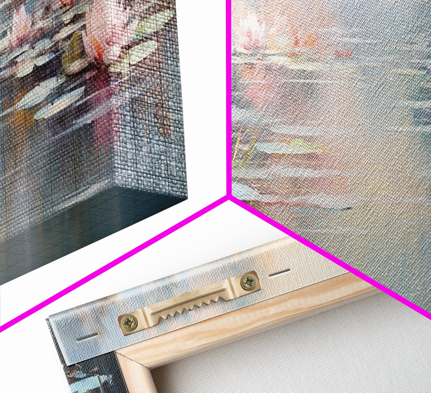 White Water Lilies Fantasy Decor, Framed Canvas Print, Ready To Hang, Floral Wall Art, Home Decor, Springtime Art, Farmhouse Art