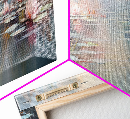 White Water Lilies Fantasy Decor, Framed Canvas Print, Ready To Hang, Floral Wall Art, Home Decor, Springtime Art, Farmhouse Art