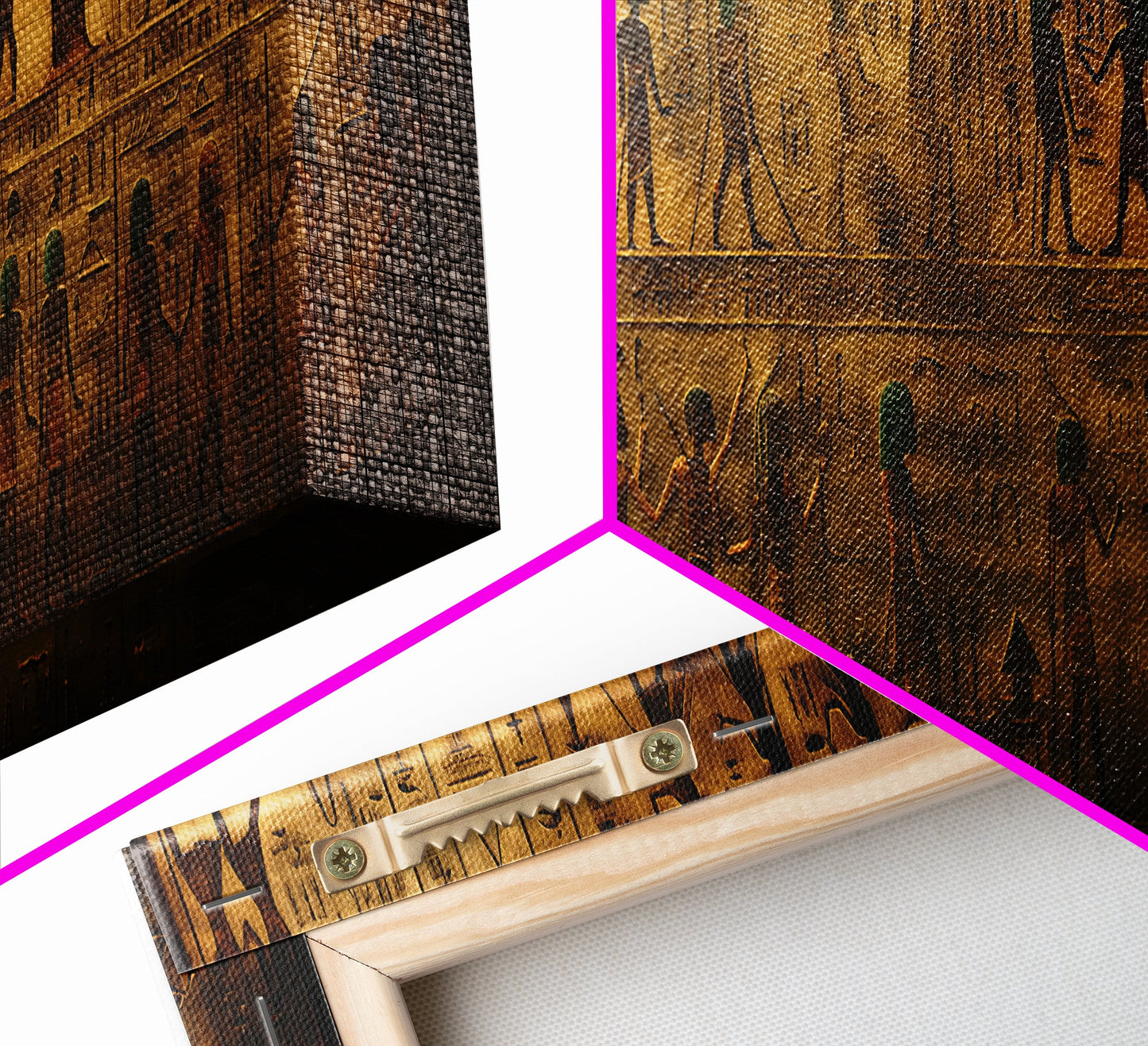 Egyptian Hieroglyphs, Framed Canvas Print, Unique Wall Art, Egyptian Inspired Wall Decor