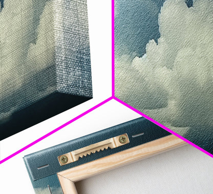 Large Format Clouds Wall Art - Panoramic Print - Framed Canvas Print - Panoramic Framed Canvas Cloudy Art Print - Clouds On A Blue Sky